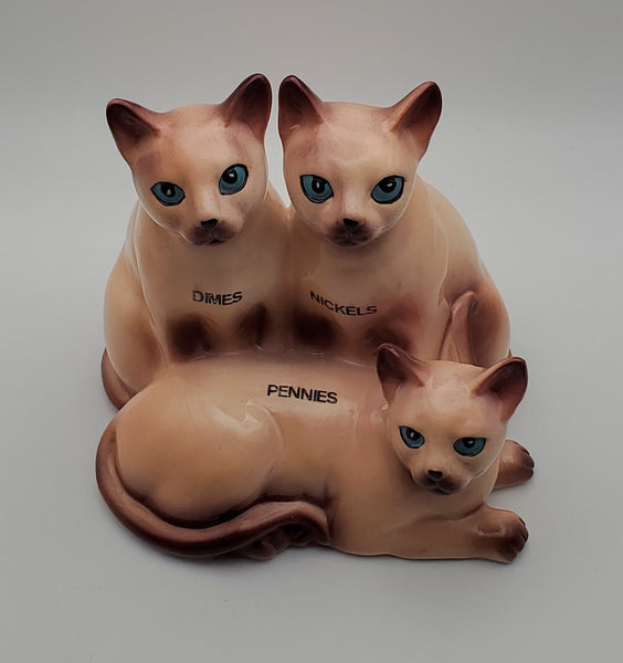 Vintage Ceramic Siamese Cats Coin Bank