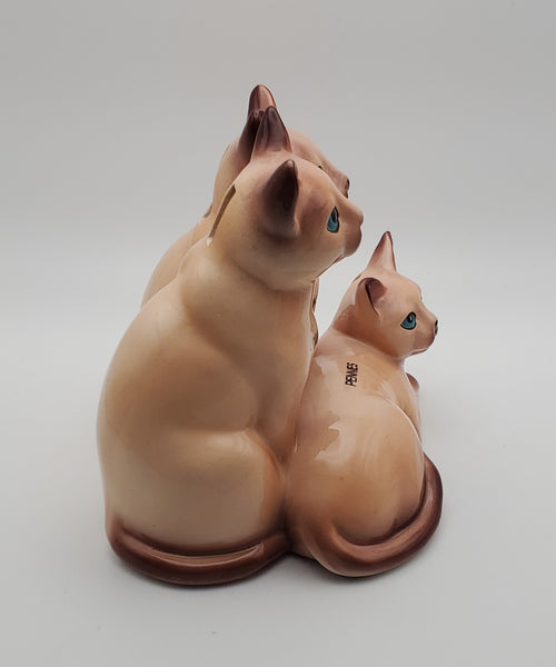 Vintage Ceramic Siamese Cats Coin Bank