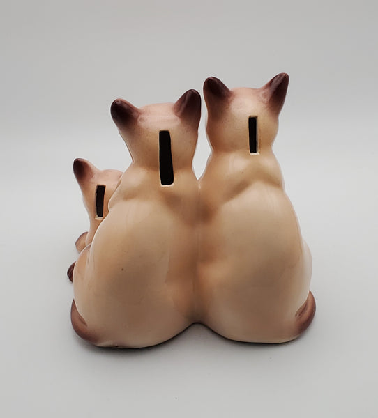 Vintage Ceramic Siamese Cats Coin Bank