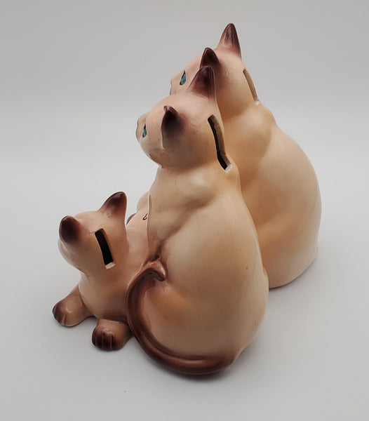 Vintage Ceramic Siamese Cats Coin Bank