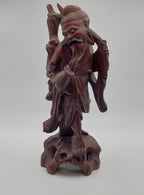 Vintage Hand Carved Wood Chinese Fisherman Sculpture - See Description