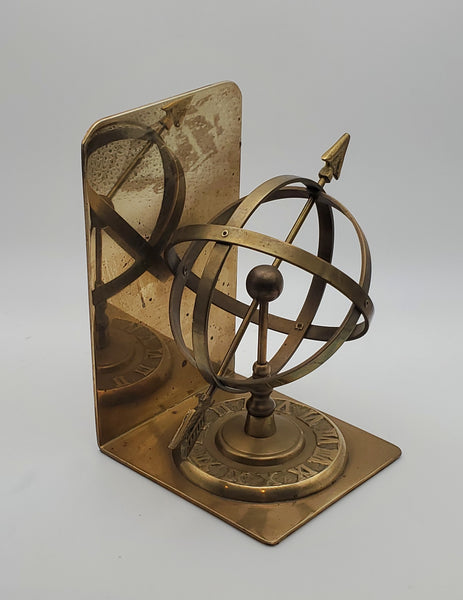 Vintage Brass Decorative Armillary Sphere Bookends