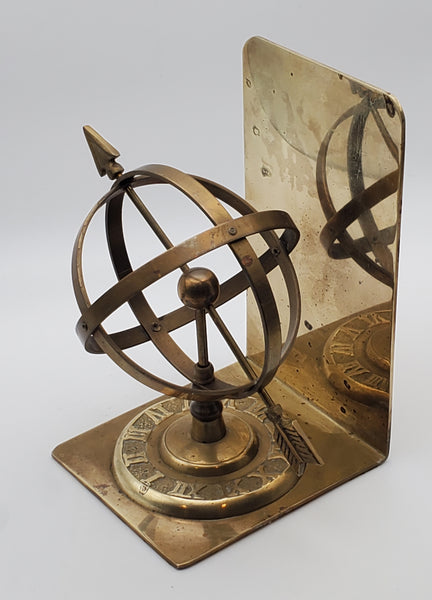Vintage Brass Decorative Armillary Sphere Bookends