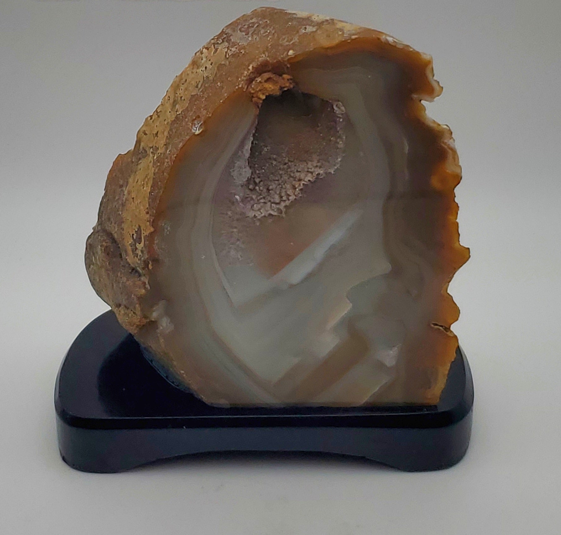 Polished Carved Geode Slice on Stand