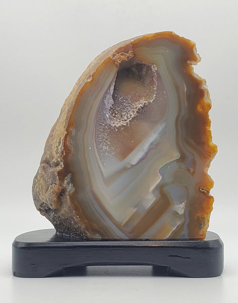 Polished Carved Geode Slice on Stand