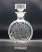Vintage Etched Glass Decanter Birds and Floral Motif