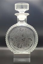 Vintage Etched Glass Decanter Birds and Floral Motif