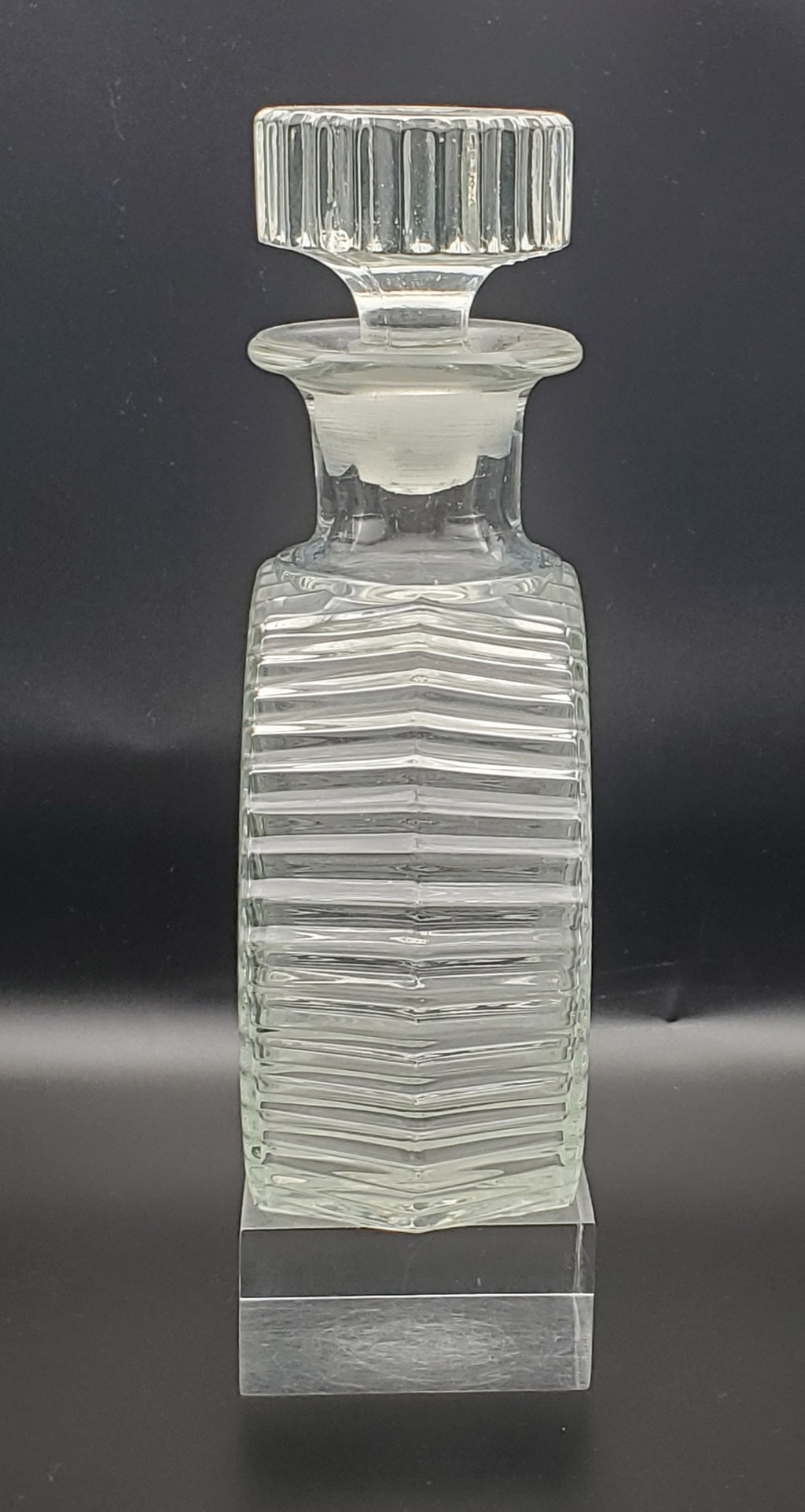 Vintage Etched Glass Decanter Birds and Floral Motif