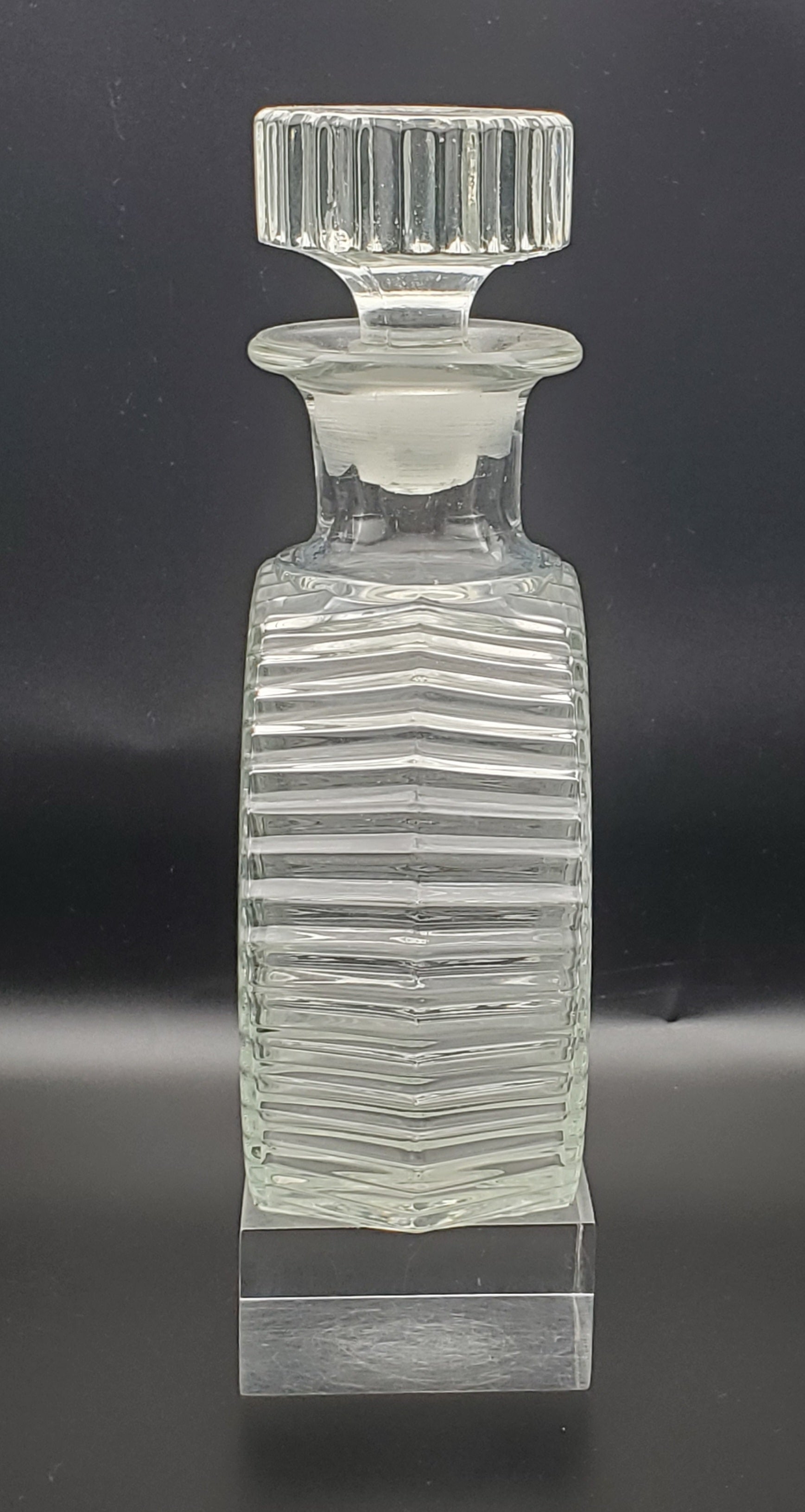 Vintage Etched Glass Decanter Birds and Floral Motif