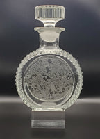 Vintage Etched Glass Decanter Birds and Floral Motif