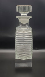 Vintage Etched Glass Decanter Birds and Floral Motif