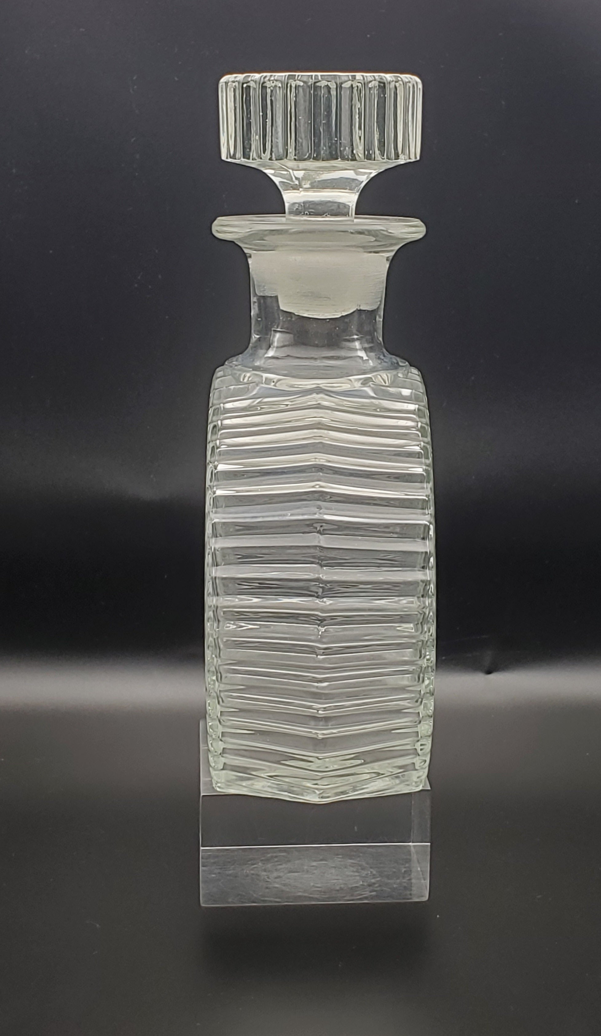 Vintage Etched Glass Decanter Birds and Floral Motif