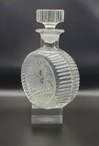 Vintage Etched Glass Decanter Birds and Floral Motif