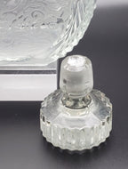 Vintage Etched Glass Decanter Birds and Floral Motif
