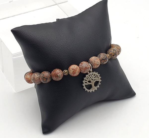 Tree of Life Brecciated Jasper Bead Stretch Bracelet