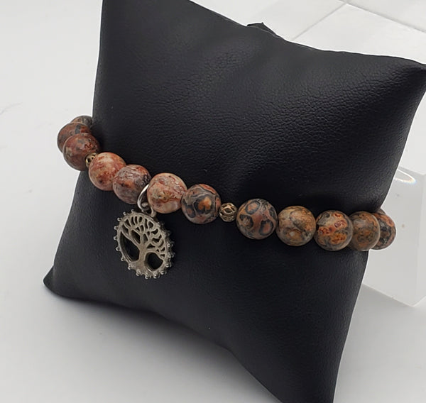 Tree of Life Brecciated Jasper Bead Stretch Bracelet