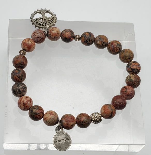 Tree of Life Brecciated Jasper Bead Stretch Bracelet