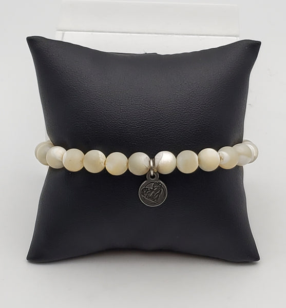 Mother of Pearl Shell Beaded Stretch Bracelet