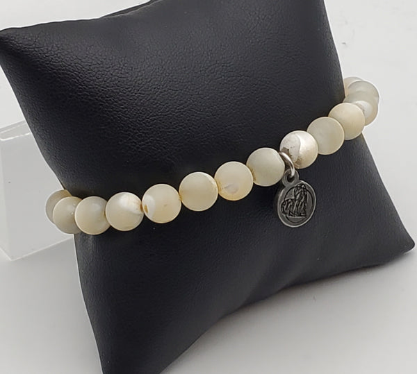 Mother of Pearl Shell Beaded Stretch Bracelet