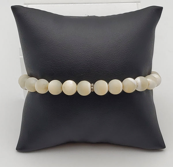 Mother of Pearl Shell Beaded Stretch Bracelet