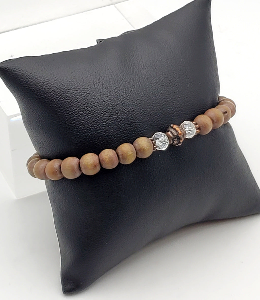 Wood Beaded Stretch Bracelet