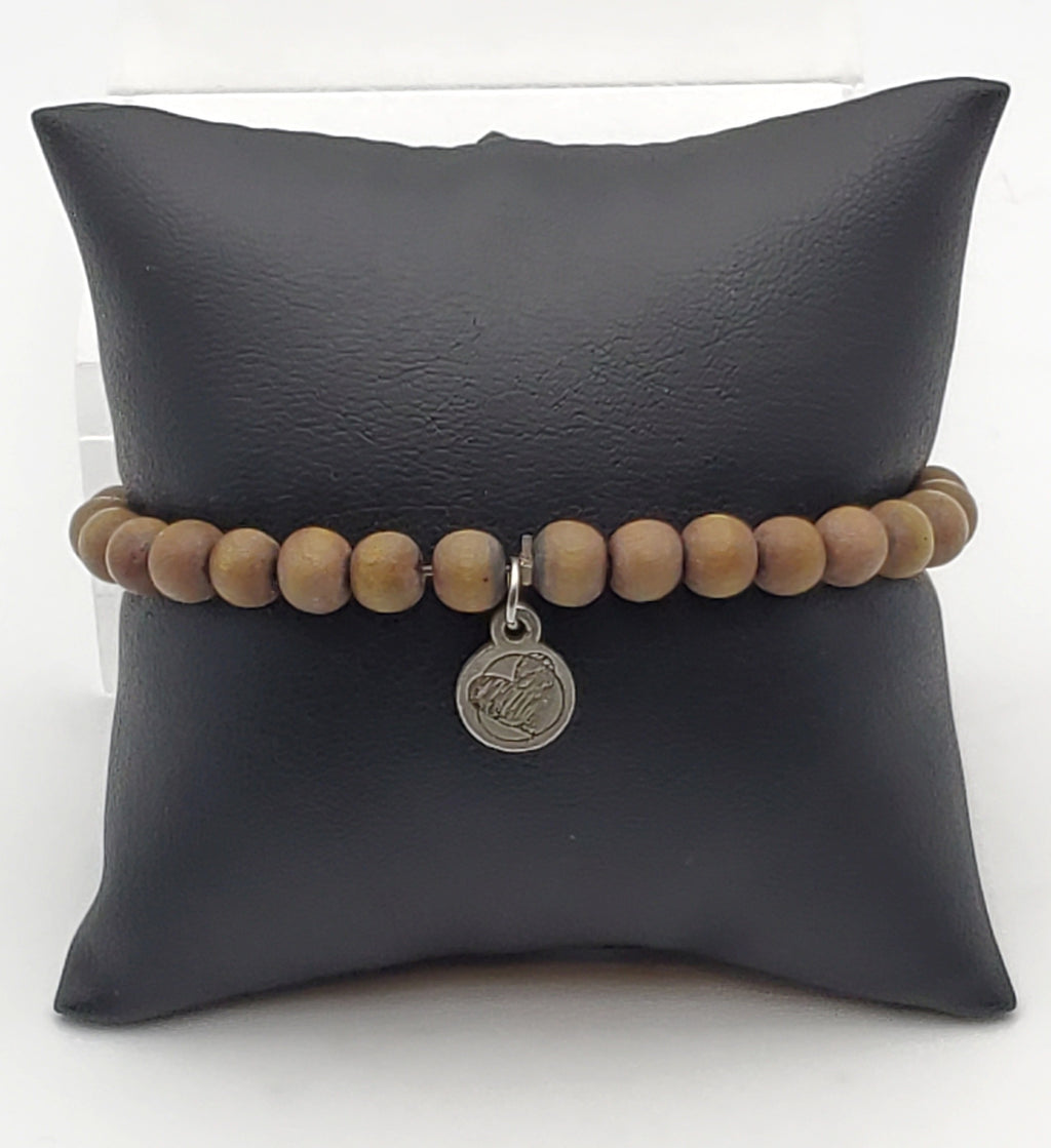 Wood Beaded Stretch Bracelet