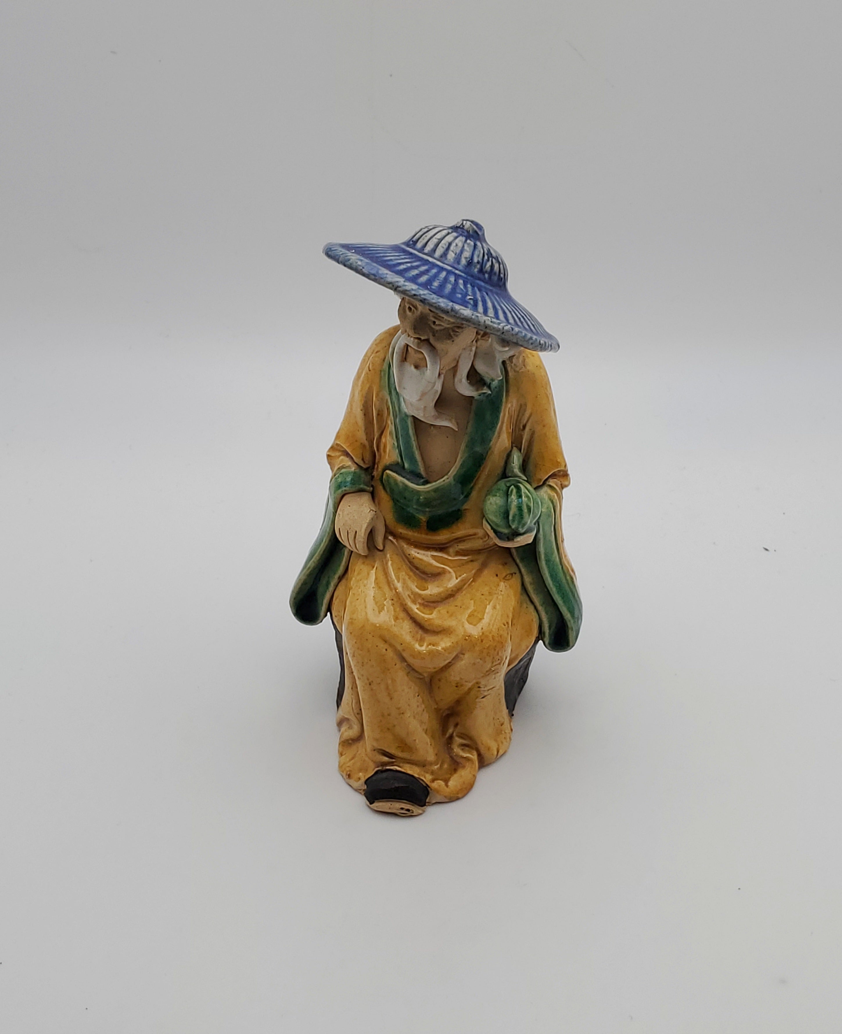 Vintage Ceramic Nicely Detailed Bearded Elder Chinese Man Sculpture