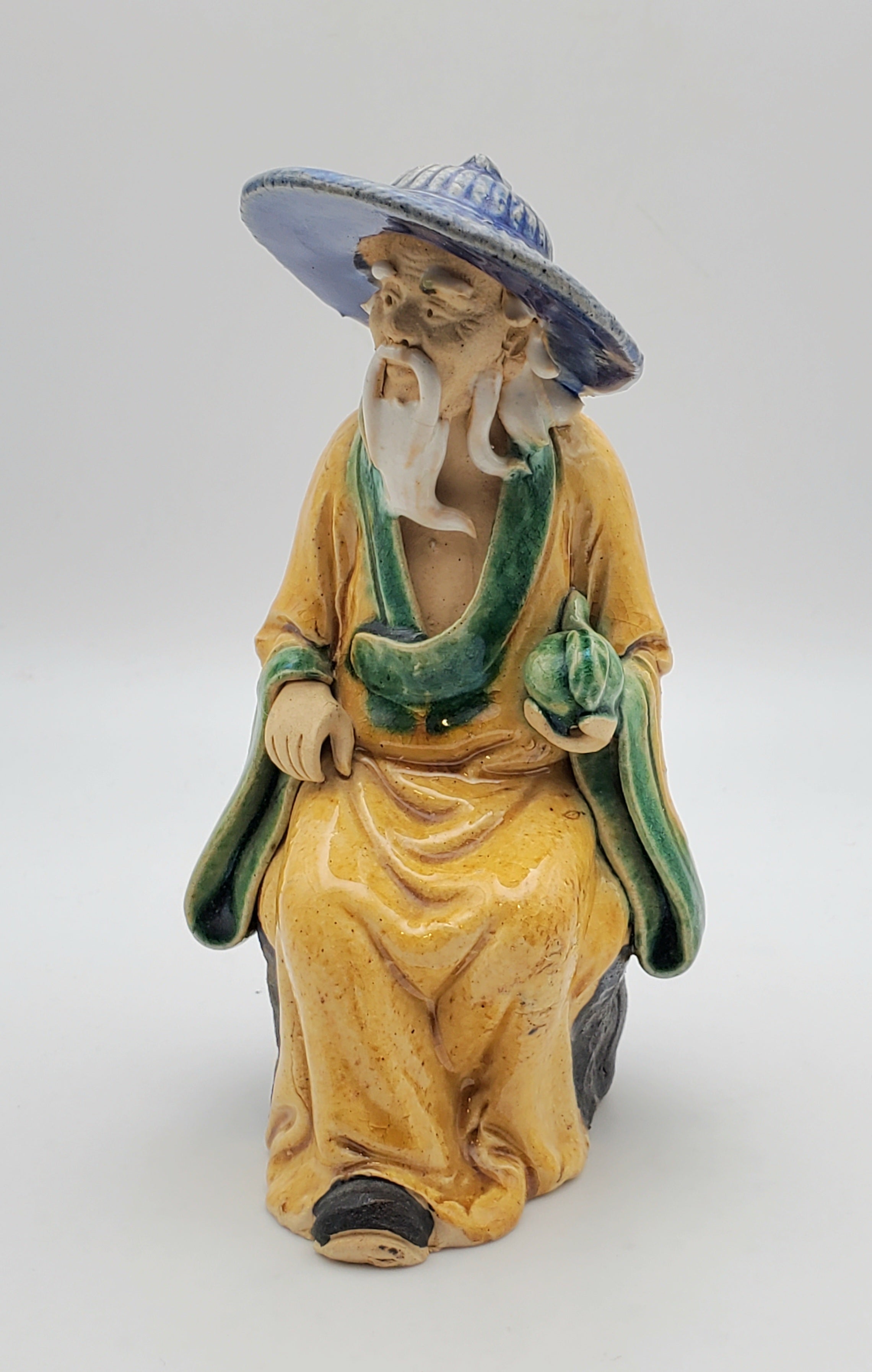 Vintage Ceramic Nicely Detailed Bearded Elder Chinese Man Sculpture