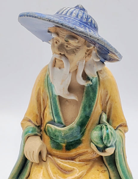 Vintage Ceramic Nicely Detailed Bearded Elder Chinese Man Sculpture
