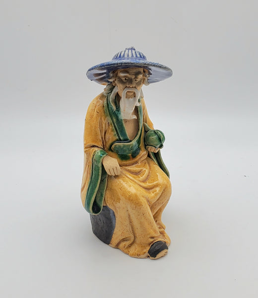 Vintage Ceramic Nicely Detailed Bearded Elder Chinese Man Sculpture
