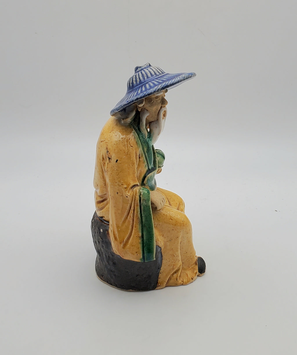 Vintage Ceramic Nicely Detailed Bearded Elder Chinese Man Sculpture