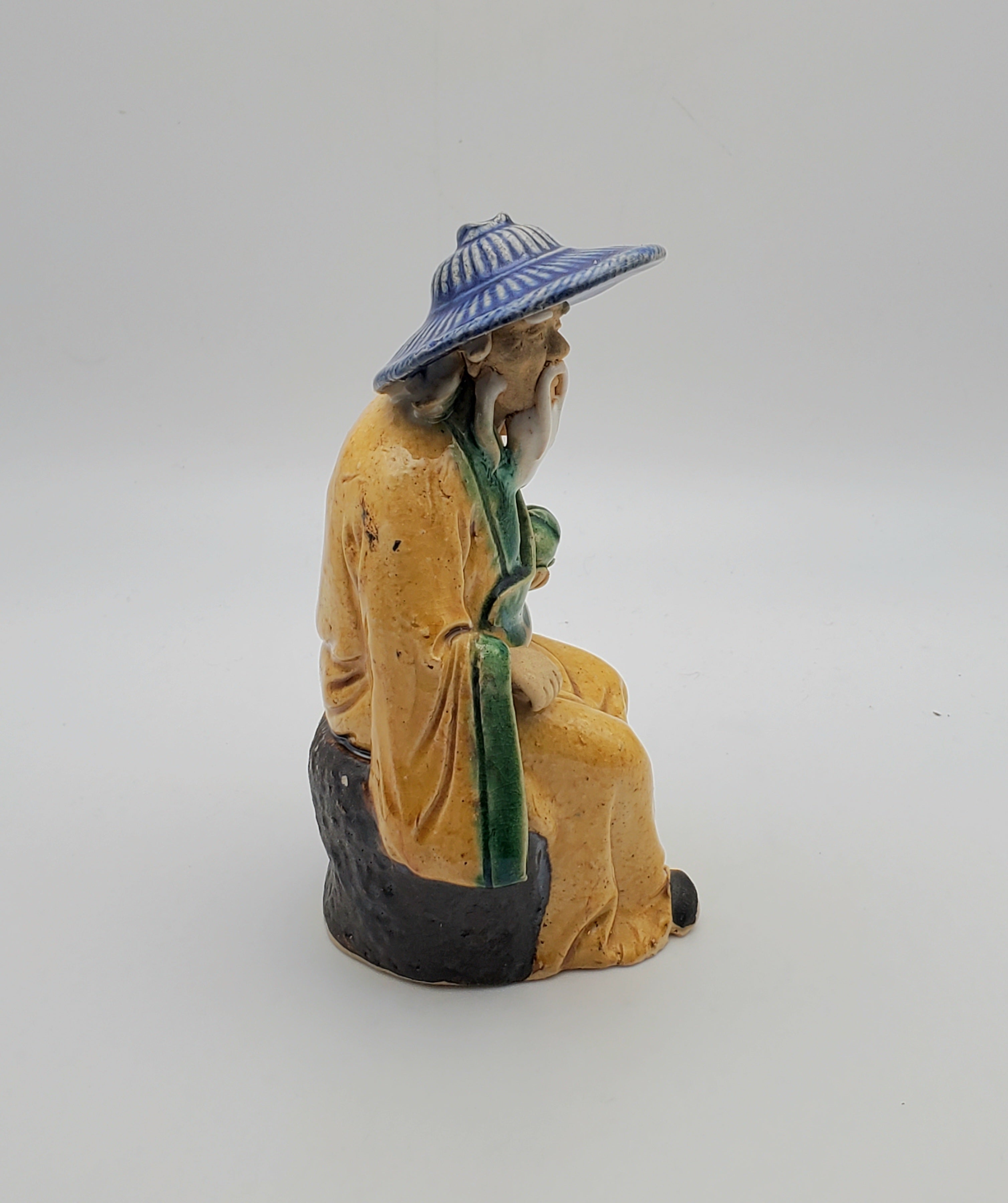 Vintage Ceramic Nicely Detailed Bearded Elder Chinese Man Sculpture
