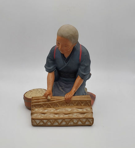 Vintage Realistic Elderly Woman Japanese Ceramic Hakata Doll