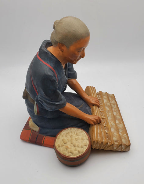 Vintage Realistic Elderly Woman Japanese Ceramic Hakata Doll