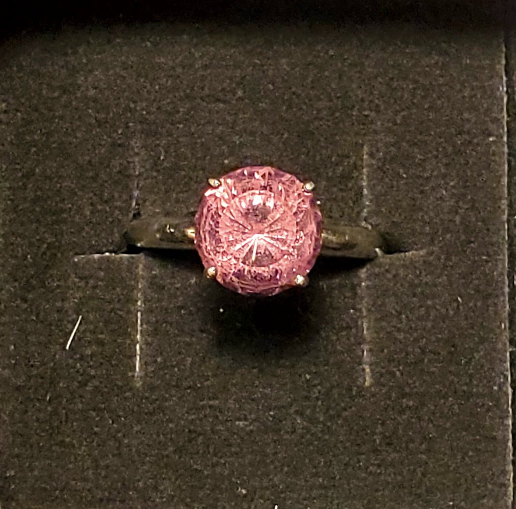 Vintage Sterling Silver Color Change Glass Ring - Size 9