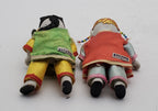Vintage Pair of Japanese Porcelain Dolls in Wicker Basket