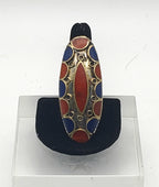 Vintage Handmade Brass and Enamel Ring - Size 8.25