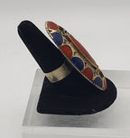 Vintage Handmade Brass and Enamel Ring - Size 8.25