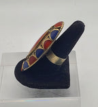 Vintage Handmade Brass and Enamel Ring - Size 8.25