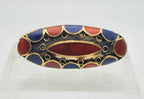 Vintage Handmade Brass and Enamel Ring - Size 8.25