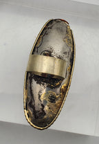 Vintage Handmade Brass and Enamel Ring - Size 8.25