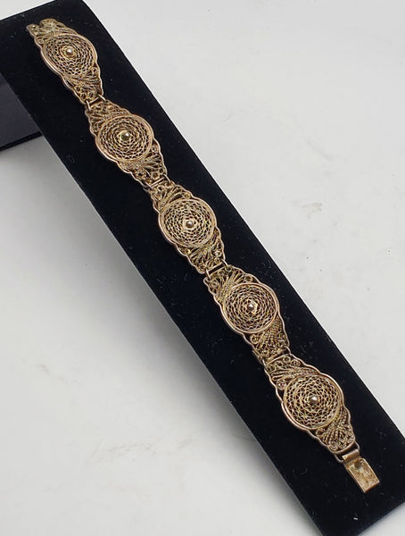 Vintage Handmade Intricate Filigree Link Bracelet