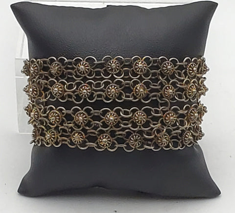 Vintage Handmade Brass Multi-Link Chain Cuff Bracelet