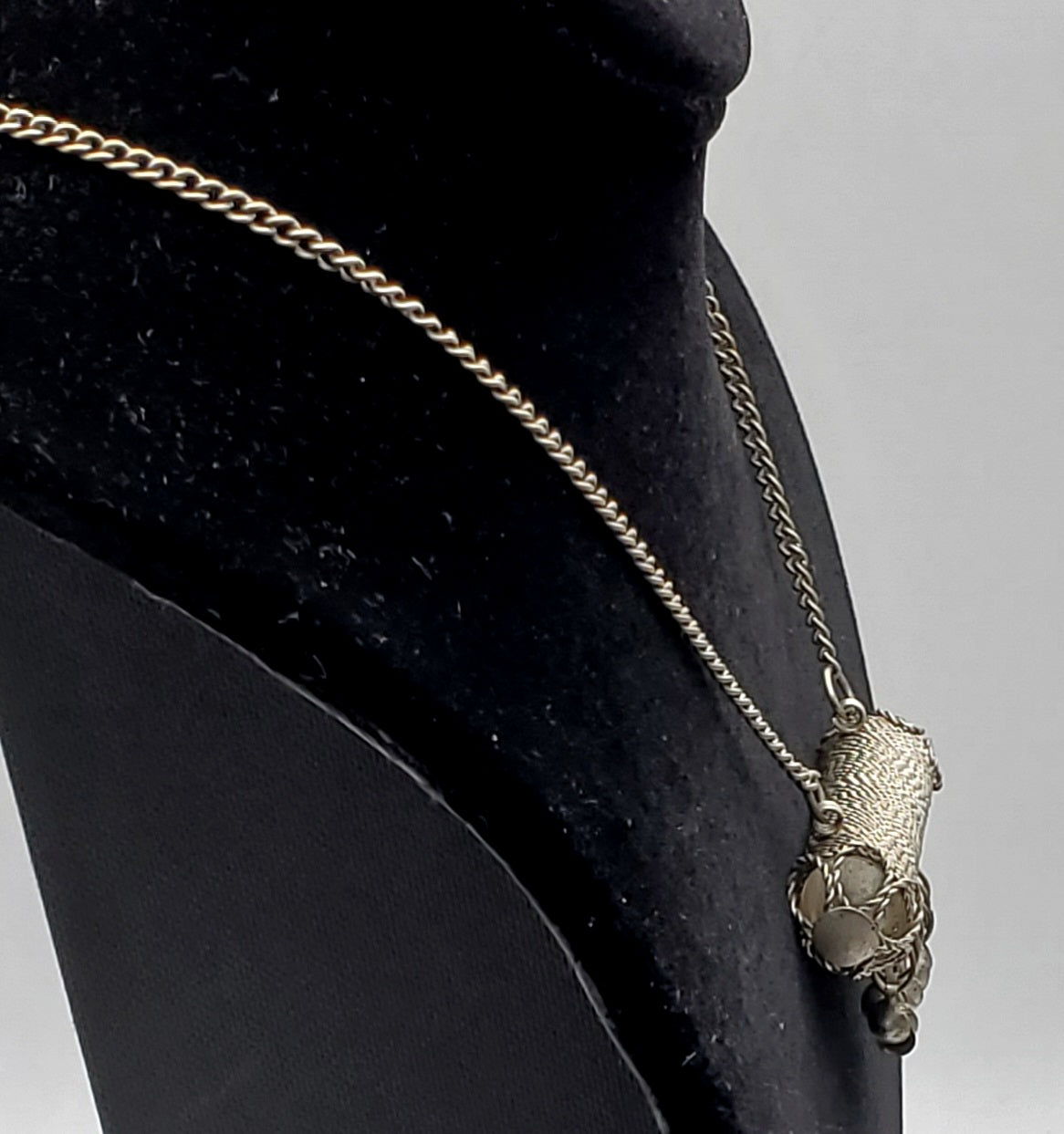 Vintage Handmade Filigree Cylinder Pendant Chain Necklace