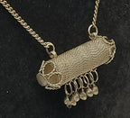 Vintage Handmade Filigree Cylinder Pendant Chain Necklace