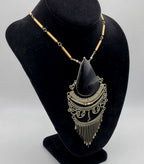 Vintage Handmade Filigree and Wire Wrap Glass Dangle Pendant Necklace - 20"