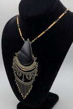 Vintage Handmade Filigree and Wire Wrap Glass Dangle Pendant Necklace - 20"