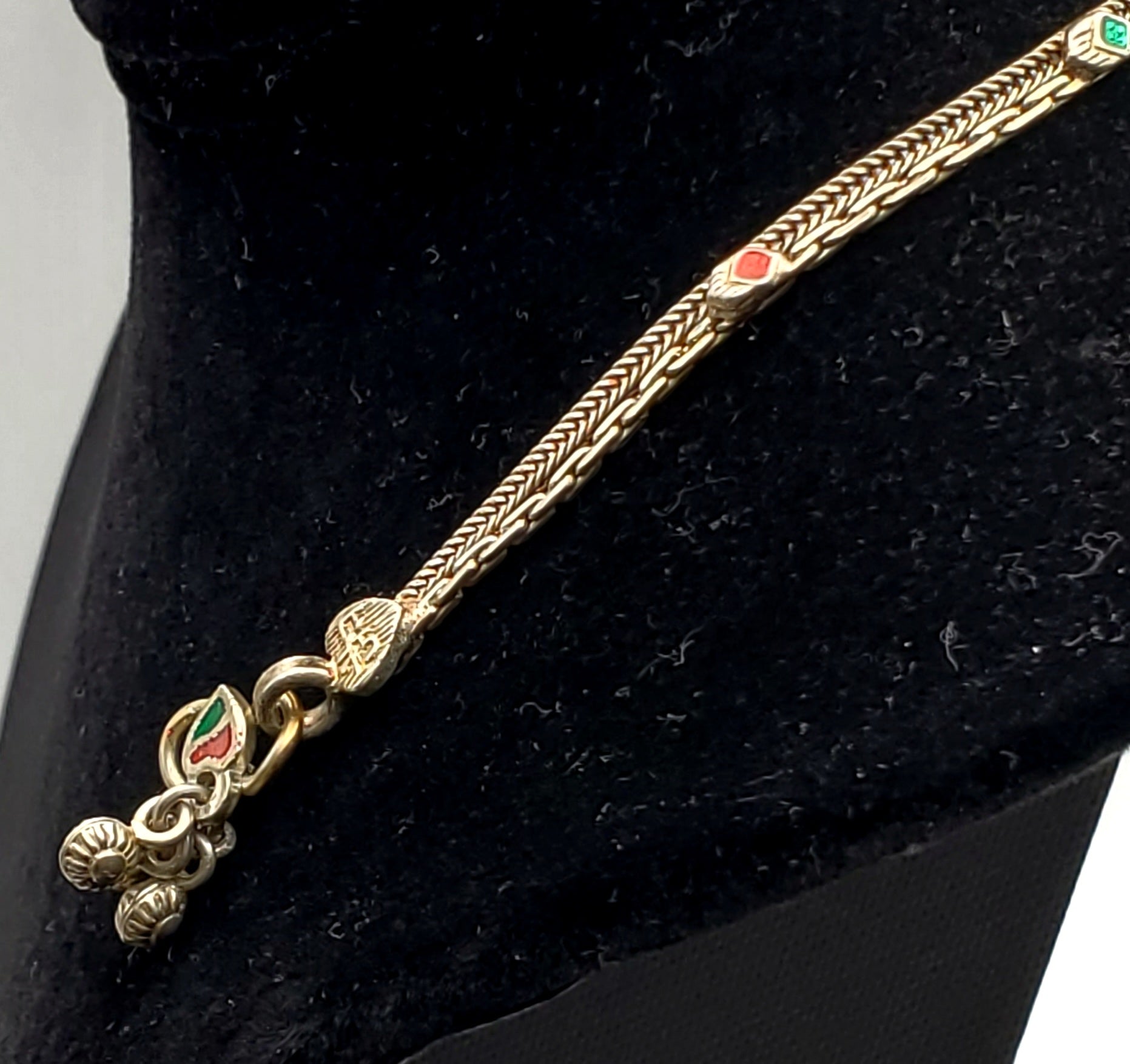 Vintage Dual Chain Colored Enamel Dangles Child's Necklace - 10.5"