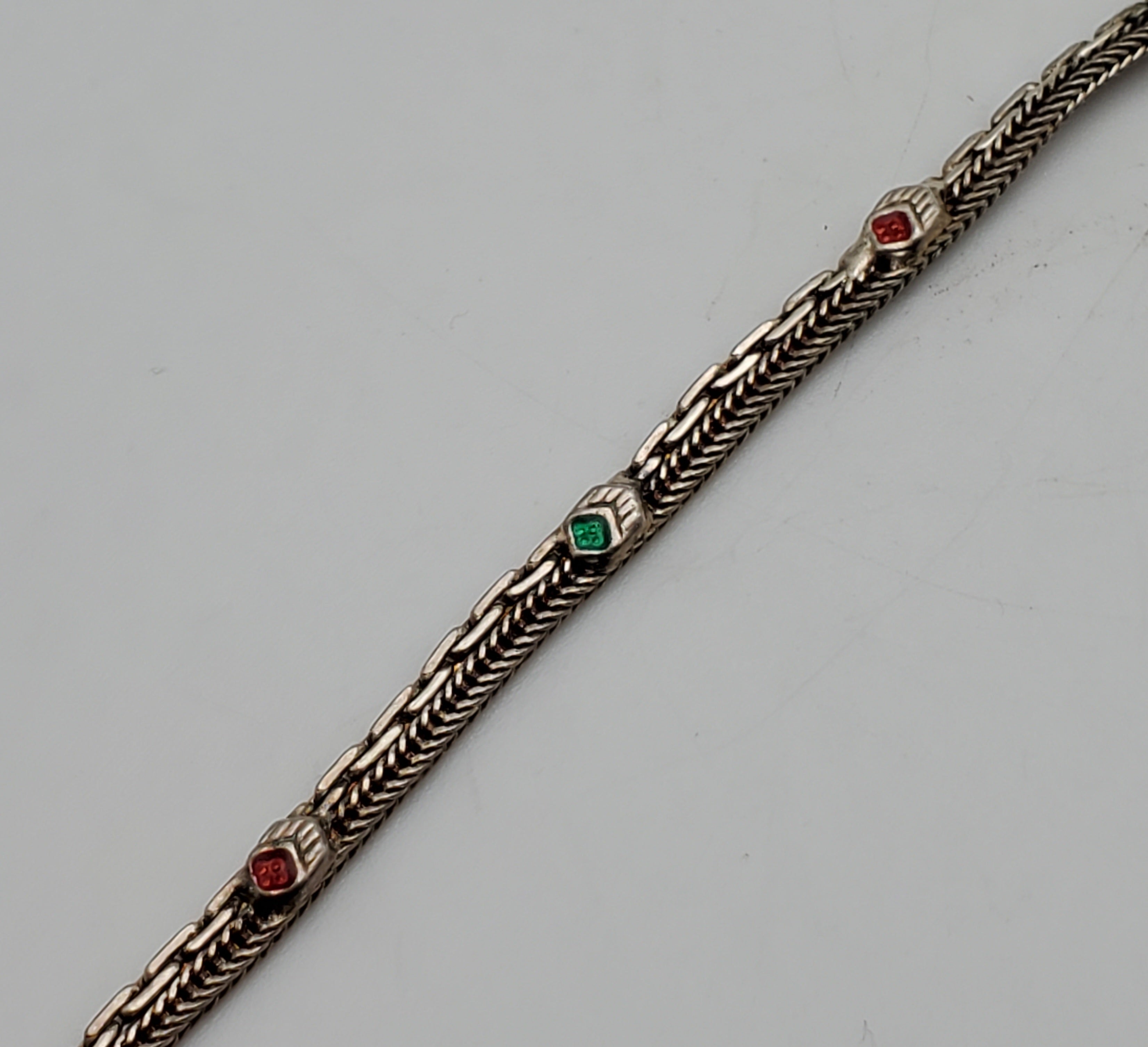 Vintage Dual Chain Colored Enamel Dangles Child's Necklace - 10.5"