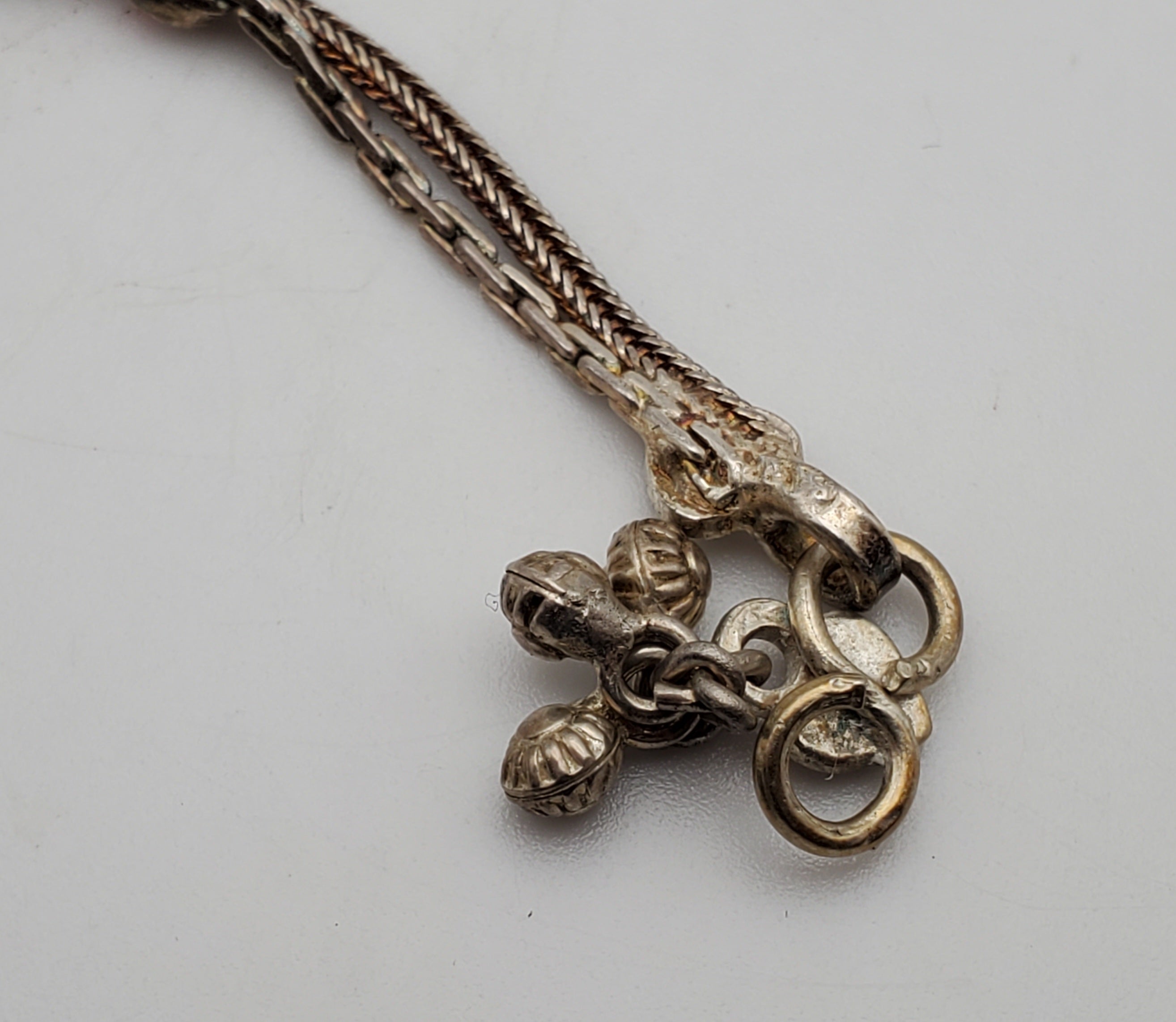 Vintage Dual Chain Colored Enamel Dangles Child's Necklace - 10.5"